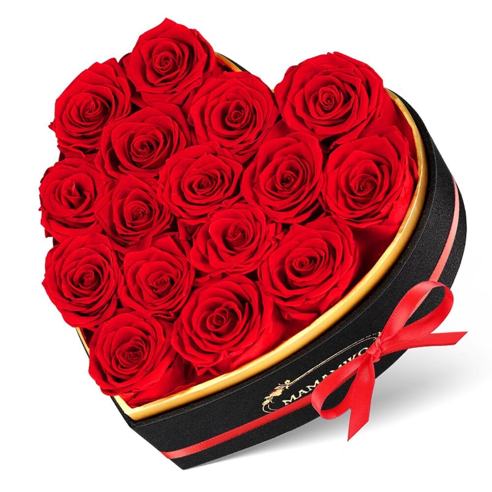 8453 16 Preserved Roses in Heart Shape Gift Box for Her - Forever Flowers
